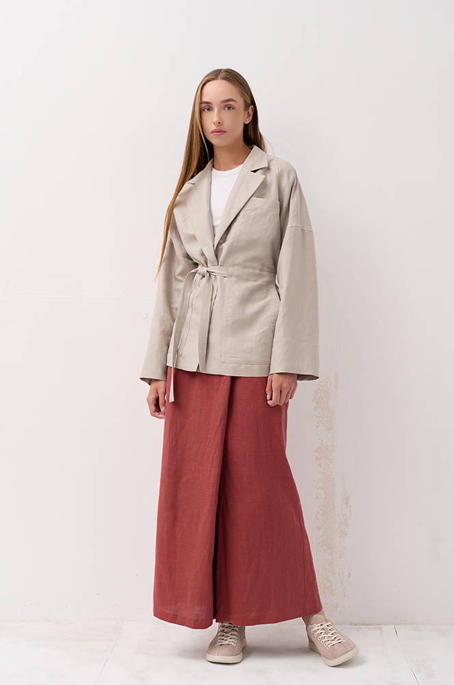 Штани хакама льон теракот (БР 79/2)